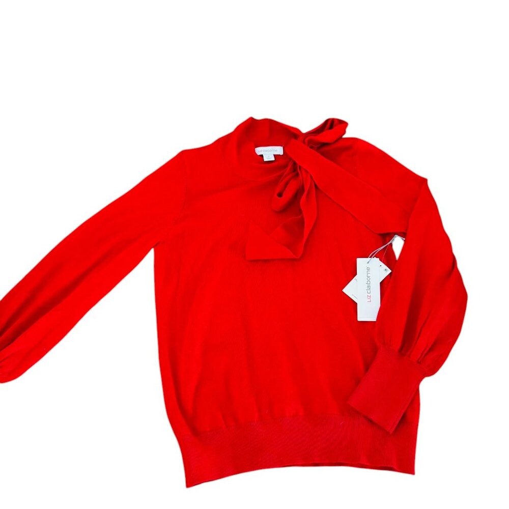 Liz Claiborne Red Tie-Neck Sweater-NWT Size S
